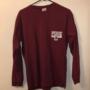 Maroon PINK Victoria’s Secret Long Sleeve Top